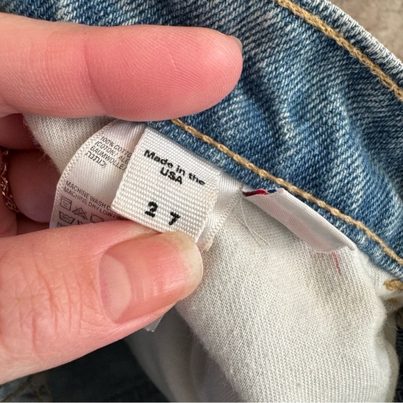 American Apparel High-Rise Cuffed Denim Shorts - Light Wash - Made in USA - Picture 4 of 8